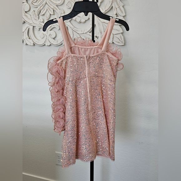 Bonnie Jean Glittering Pink/Peach Sequin Formal Dress Girl's Size 7 - Picture 2 of 3